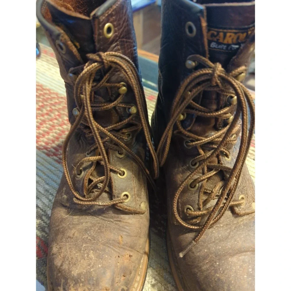 Carolina Work‎ Boots Mens 8 D Brown Waterproof Leather Hard Toe Lace-Up Vintage